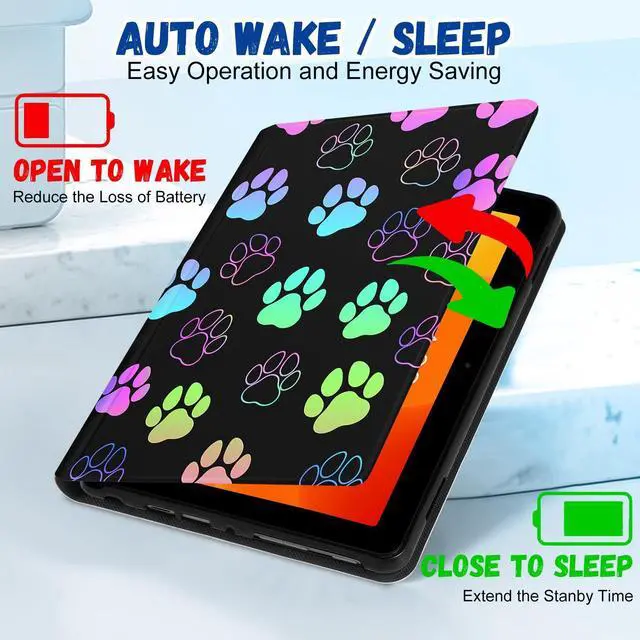 Alt view image 5 of 5 - Wazzasoft for  Kindle Fire HD 10/10 Plus Tablet Case 13th/11th Generation for Women Girls Kids Boys Folio Cover Cute Fashion Design Dog Paw Unique Cool Teens Cases for Kindle Fire Case 10.1 Inch