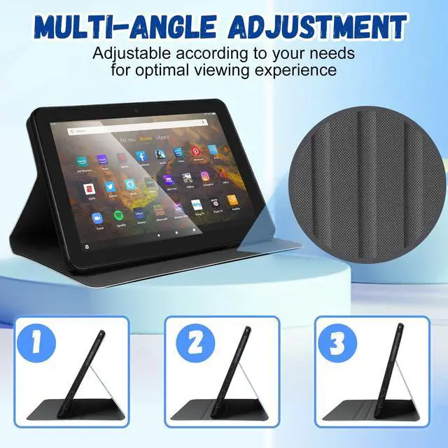 Alt view image 4 of 5 - Wazzasoft for  Kindle Fire HD 10/10 Plus Tablet Case 13th/11th Generation for Women Girls Kids Boys Men Folio Cover Cute Fashion Design Black Unique Cool Teens Cases for Kindle Fire 10.1 Inch