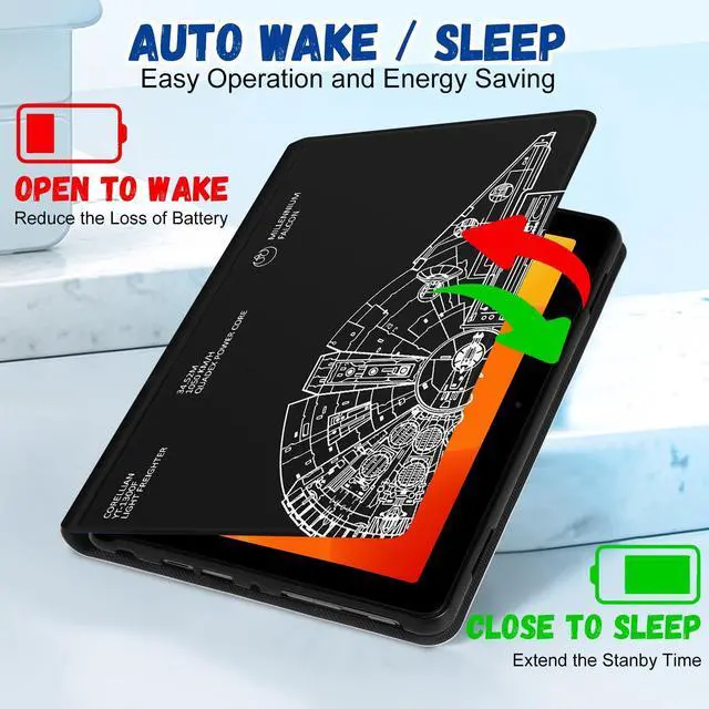 Alt view image 5 of 5 - Wazzasoft for  Kindle Fire HD 10/10 Plus Tablet Case 13th/11th Generation for Women Girls Kids Boys Men Folio Cover Cute Fashion Design Black Unique Cool Teens Cases for Kindle Fire 10.1 Inch