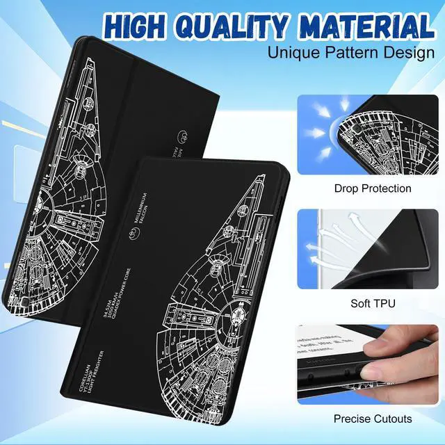 Alt view image 3 of 5 - Wazzasoft for  Kindle Fire HD 10/10 Plus Tablet Case 13th/11th Generation for Women Girls Kids Boys Men Folio Cover Cute Fashion Design Black Unique Cool Teens Cases for Kindle Fire 10.1 Inch