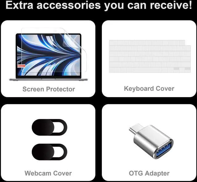 Alt view image 3 of 5 - Yebiseven Case for M3 MacBook Pro 16 inch 2023 2021 Release A2991/A2485 A2780 M2 M1 Pro/Max, Hard Shell Case with Keyboard Cover & Screen Film & OTG Adapter & 2 Webcam Covers, Goldfish