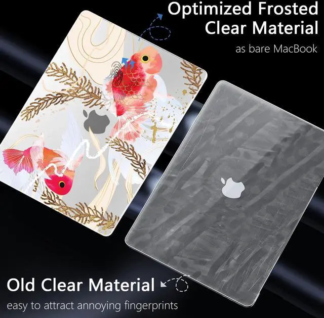 Alt view image 5 of 5 - Yebiseven Case for M3 MacBook Pro 16 inch 2023 2021 Release A2991/A2485 A2780 M2 M1 Pro/Max, Hard Shell Case with Keyboard Cover & Screen Film & OTG Adapter & 2 Webcam Covers, Goldfish