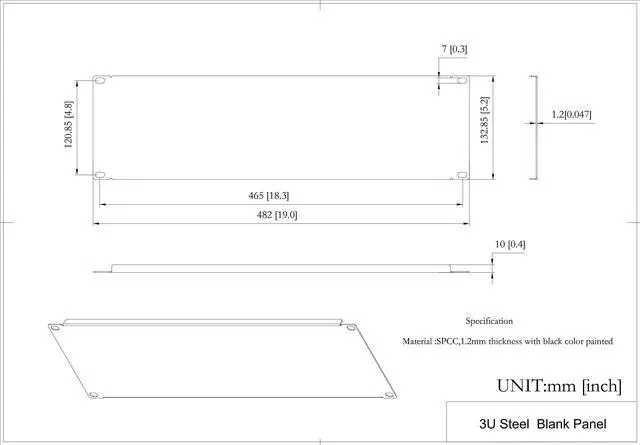Alt view image 3 of 3 - QiaoYoubang 2 Pack of 3U Metal Solid Blank Panel - Server Rack Filler Panel for 19in Server Rack Cabinet or Enclosure, Black