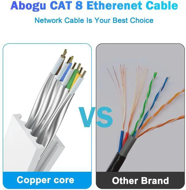 Alt view image 3 of 5 - Cat 8 Ethernet Cable 50 FT, Outdoor&Indoor High Speed Heavy Duty Network LAN Internet Cable,SFTP Gold Plated RJ45 40Gbps 2000Mhz Patch Cord, for Modem/Router/Gaming,Faster Than Cat7/Cat6/Cat5 Black
