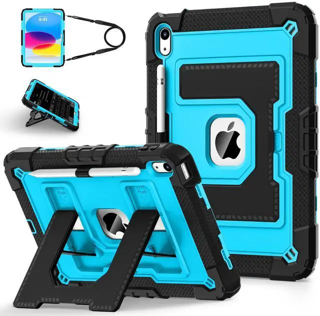 Main image of WESOROL CASE for iPad (A16) 11th/10th Generation 11/10.9 Inch 2025/2022 Kids Friendly iPad Case 10th Generation with Pencil Holder,Heavy Duty Shockproof Cover for i Pad 11th/10th Gen,Black Blue
