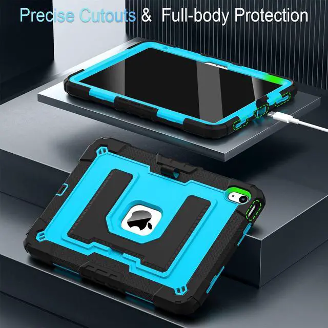 Alt view image 3 of 5 - WESOROL CASE for iPad (A16) 11th/10th Generation 11/10.9 Inch 2025/2022 Kids Friendly iPad Case 10th Generation with Pencil Holder,Heavy Duty Shockproof Cover for i Pad 11th/10th Gen,Black Blue
