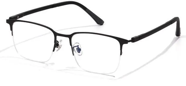 Main image of ZanyLen Blue Light Blocking Glasses Men Computer Gaming Glasses Rectangle Metal Semi-rimless Black Frame Anti Glare/UV400 Clear Lens