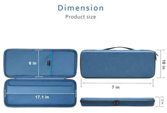 Alt view image 3 of 5 - XANAD Hard Case for Logitech MX Keys/MX Keys Advanced MIC Wireless Illuminated Keyboard(Blue)-Inside: 17.2"x6.2"x1.2"