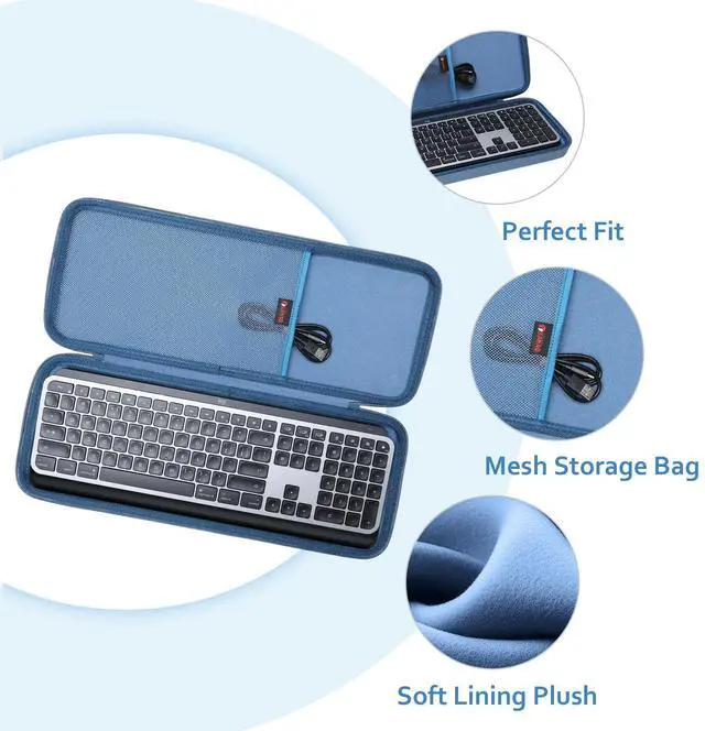 Alt view image 2 of 5 - XANAD Hard Case for Logitech MX Keys/MX Keys Advanced MIC Wireless Illuminated Keyboard(Blue)-Inside: 17.2"x6.2"x1.2"