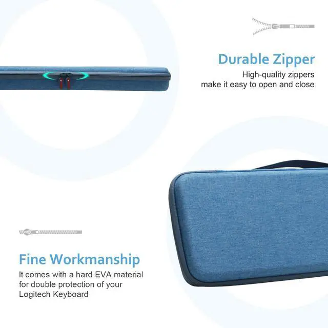 Alt view image 5 of 5 - XANAD Hard Case for Logitech MX Keys/MX Keys Advanced MIC Wireless Illuminated Keyboard(Blue)-Inside: 17.2"x6.2"x1.2"