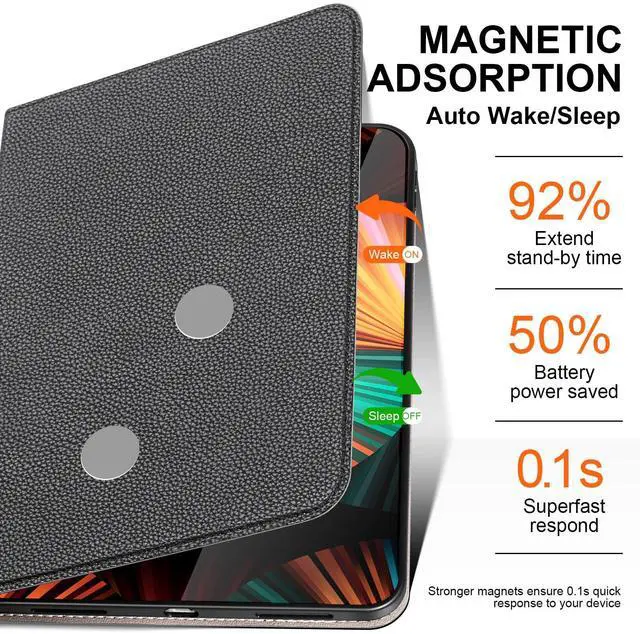 Alt view image 4 of 5 - XFYKJIN Case for iPad Pro 12.9 in 6th / 5th/ 4th /3th Gen 2022/2021/2020/2018, Leather Protective Shockproof Smart Cover Adjustable Stand - Auto Wake/Sleep and Multiple View Angles, Black