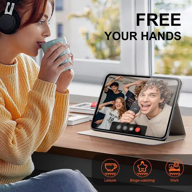 Alt view image 3 of 5 - XFYKJIN Case for iPad Pro 12.9 in 6th / 5th/ 4th /3th Gen 2022/2021/2020/2018, Leather Protective Shockproof Smart Cover Adjustable Stand - Auto Wake/Sleep and Multiple View Angles, Black