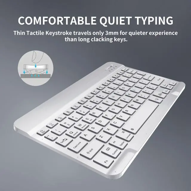 Alt view image 3 of 5 - Bluetooth Keyboard & Mouse Combo for iPad - Rechargeable RGB Wireless Set with 7-Color Backlit, Compatible with iPad 10th/9th/8th Gen, iPad Pro/Air/Mini (White).