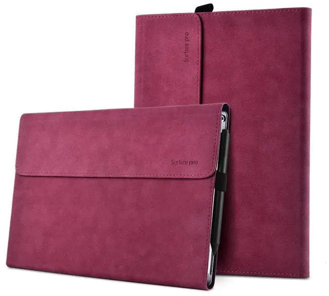 Alt view image 2 of 5 - xisiciao Protective case for Surface Pro 7/7+ / 6/5 / 4 with Pen Holder, Multiple Angle Polyester Slim Light Shell Cover, Compatible with Type Cover Keyboard(12.3", Burgundy)