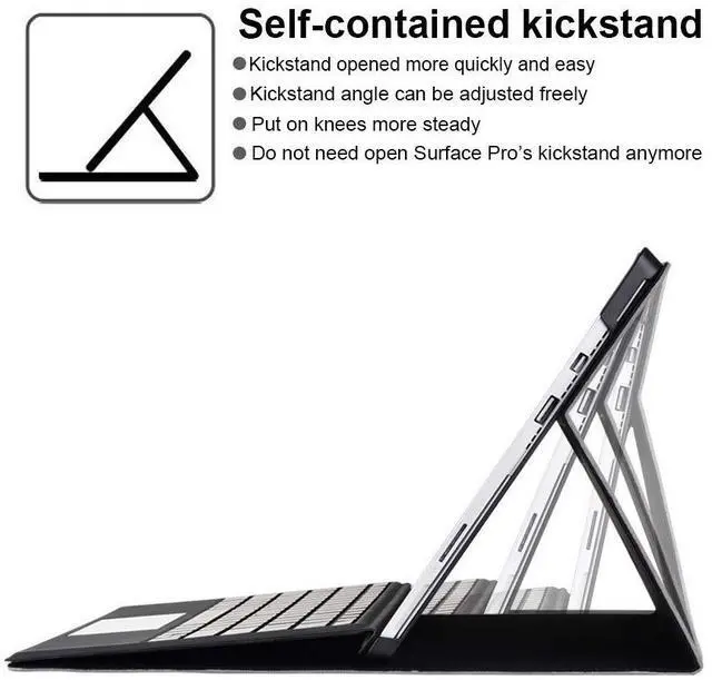 Alt view image 4 of 5 - xisiciao Protective case for Surface Pro 7/7+ / 6/5 / 4 with Pen Holder, Multiple Angle Polyester Slim Light Shell Cover, Compatible with Type Cover Keyboard(12.3", Burgundy)
