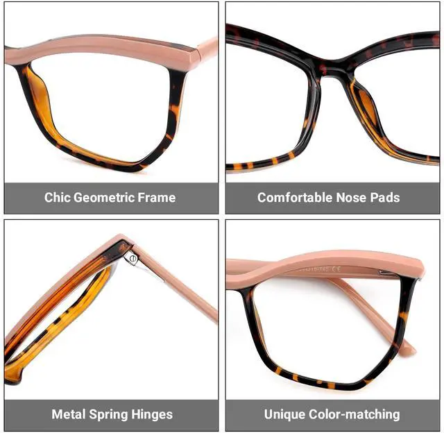 Alt view image 3 of 5 - Zeelool Stylish Oversized Geometric Blue Light Blocking Glasses for Women Men Tonka ZJGT945534-03 Tortoise