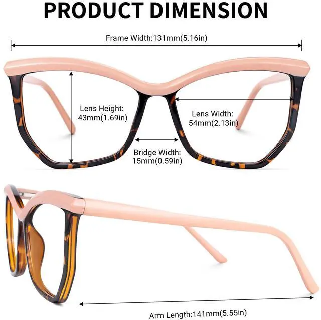 Alt view image 4 of 5 - Zeelool Stylish Oversized Geometric Blue Light Blocking Glasses for Women Men Tonka ZJGT945534-03 Tortoise