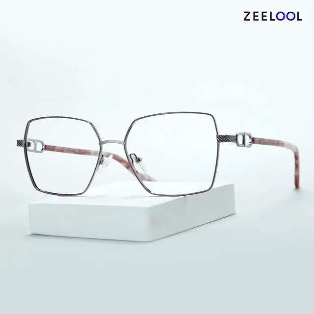 Alt view image 4 of 5 - Zeelool Blue Light Blocking Glasses for Women, Metal Fashion Glasses Frame Eyeglasses with Non-prescription Clear Lenses ZJGM374867-02B