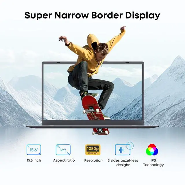 Alt view image 3 of 5 - ZENAERO 15.6" Windows 11 Laptop 16GB RAM 512GB SSD Intel N5095 Processor (4C4T, up to 2.9Ghz) FHD IPS Display Windows 11 Pro Lightweight Notebook Computer Backlit Keyboard Fingerprint HDMI WiFi5 BT4.2