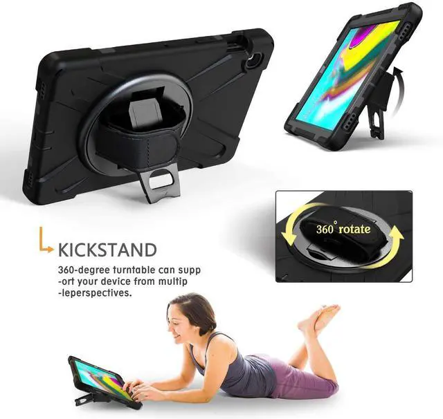 Alt view image 4 of 5 - ZenRich Galaxy Tab S5e Case 2019, zenrich SM-T720/T725/T727 Heavy Duty Shockproof Rugged Case with Rotatable Stand Hand Strap and Shoulder Belt for Samsung Galaxy Tab S5e 10.5 inch 2019 Tablet-Black