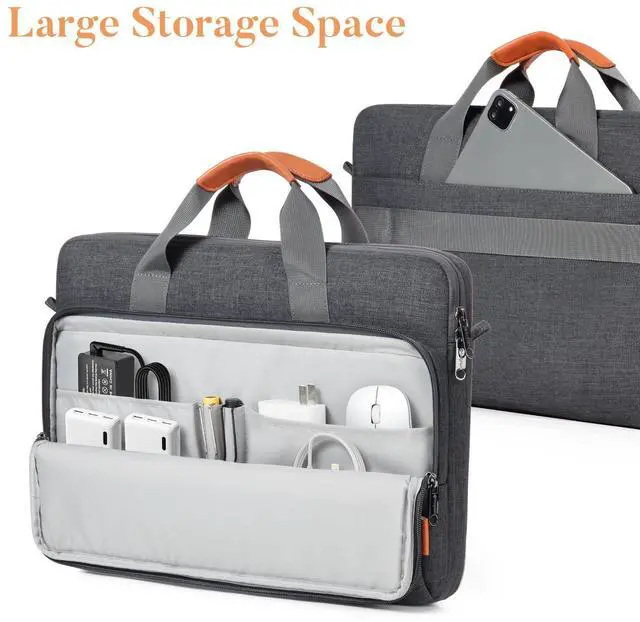 Alt view image 4 of 5 - bagasin 15 15.6 16 inch Laptop Computer PC Shoulder Bag Carrying Case, Water-Repellent Fabric Briefcase, Lightweight Toploader, Business Casual or School