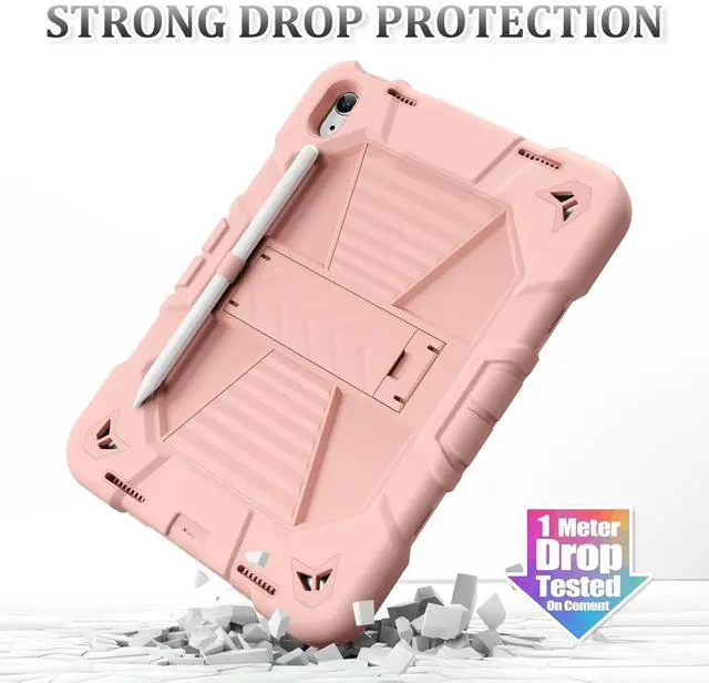 Alt view image 5 of 5 - ZKTUYU Case for iPad (A16) 11th/10th Generation 11''/10.9'' 2025/2022, Fully-Body Drop Protection Case with Stand, Built-in Pencil Holder (Rose Gold)