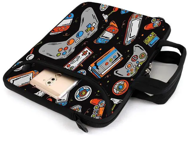 Alt view image 4 of 5 - XMBFZ 15.6" Laptop Sleeve chromebook case Adjustable Shoulder Strap with Handle Accessory Pocket (Games)