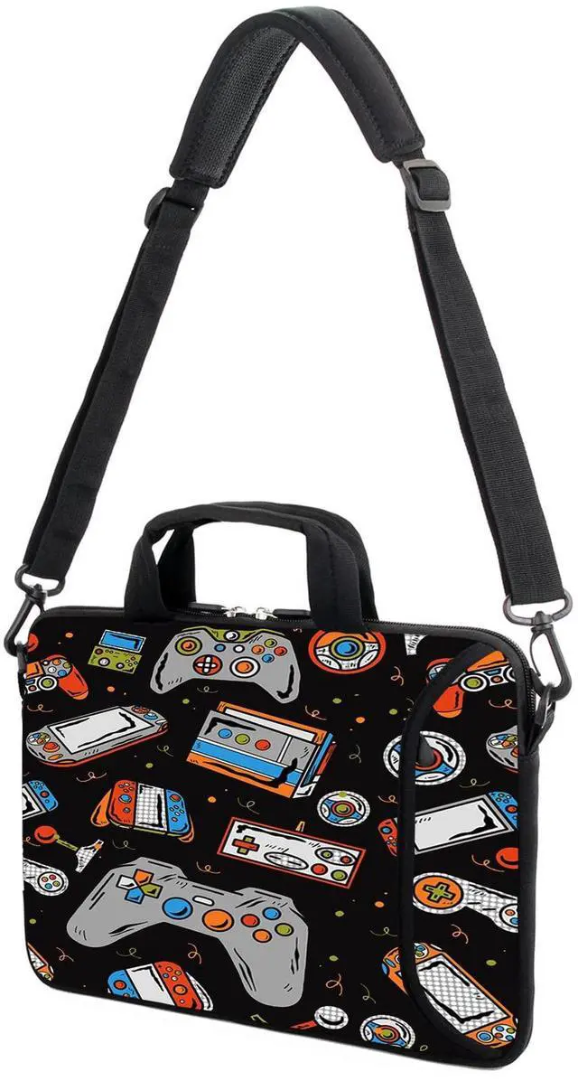 Alt view image 3 of 5 - XMBFZ 15.6" Laptop Sleeve chromebook case Adjustable Shoulder Strap with Handle Accessory Pocket (Games)