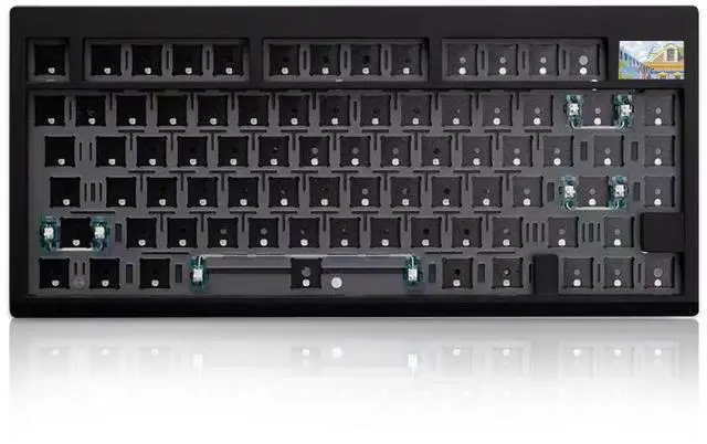 Main image of ZMX GMK81 75% Keyboard Kit,Hot Swap Bluetooth/2.4G Wireless/Type-C Tri-Mode RGB Mechanical Keyboard with TFT-LCD Screen PCB Gasket VIA Programmable Customized Barebones TKL Gaming DIY Kit (Black)