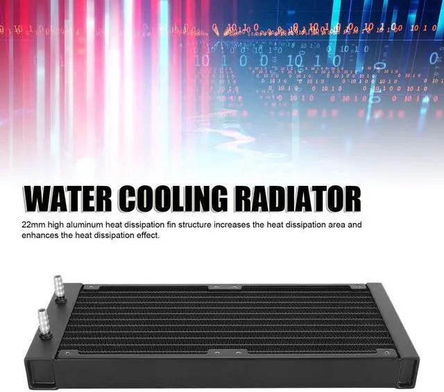 Alt view image 2 of 5 - 280 mm Water Cooling Radiator, 12 Pipe Aluminum Heat Exchanger Radiator, Easy Installation, CPU Computer Water Cool System for 6 to 7mm Soft Hose (Black)