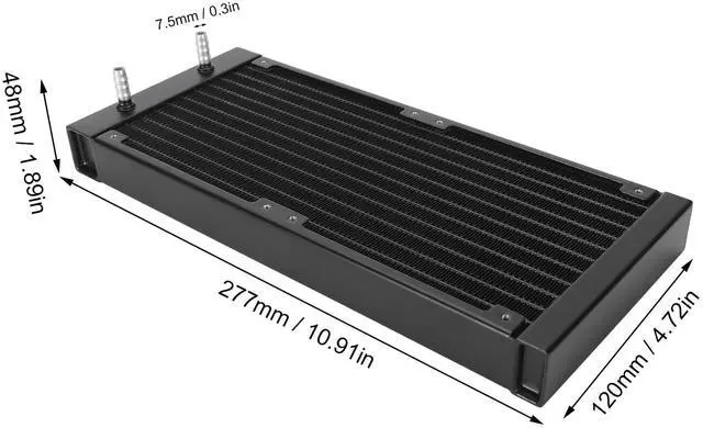 Alt view image 4 of 5 - 280 mm Water Cooling Radiator, 12 Pipe Aluminum Heat Exchanger Radiator, Easy Installation, CPU Computer Water Cool System for 6 to 7mm Soft Hose (Black)