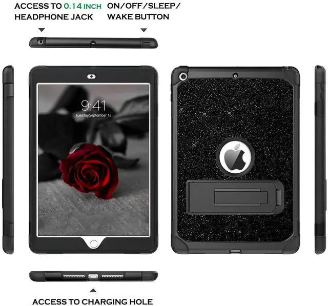 Alt view image 3 of 5 - YINLAI for iPad 10.2 Inch Case, iPad 9th 8th 7th Generation Case with Kickstand Holder Women Kid Men Heavy Duty Shockproof Protective Tablet Cover for iPad 9th 8th 7th Gen 2021/2020/2019, Black