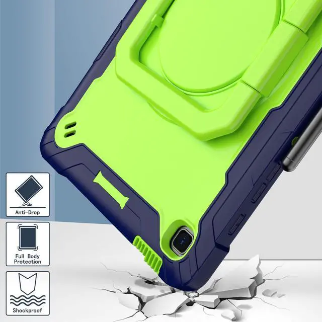 Alt view image 2 of 5 - zukof Galaxy Tab S6 Lite Case 2024/2020/2022,Heavy Duty Rugged Shockproof Case with handle, Shoulder Strap, Kickstand, S Pen Holder for Samsung Tab S6 Lite 10.4 Inch Tablet P620/P610 (Navy Blue/Green)