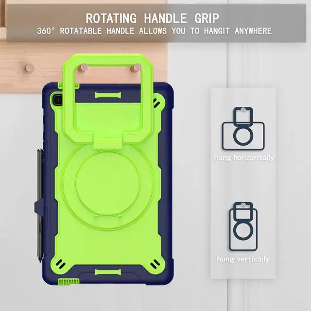Alt view image 5 of 5 - zukof Galaxy Tab S6 Lite Case 2024/2020/2022,Heavy Duty Rugged Shockproof Case with handle, Shoulder Strap, Kickstand, S Pen Holder for Samsung Tab S6 Lite 10.4 Inch Tablet P620/P610 (Navy Blue/Green)