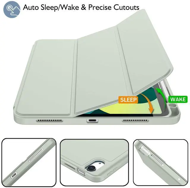 Alt view image 2 of 5 - ZryXal iPad Air 11 Inch Case M3 2025 / M2 2024, iPad Air Case 5th Generation/4th Generation 2022/2020 10.9 Inch [Support Touch ID and Auto Wake/Sleep](Sega Green)