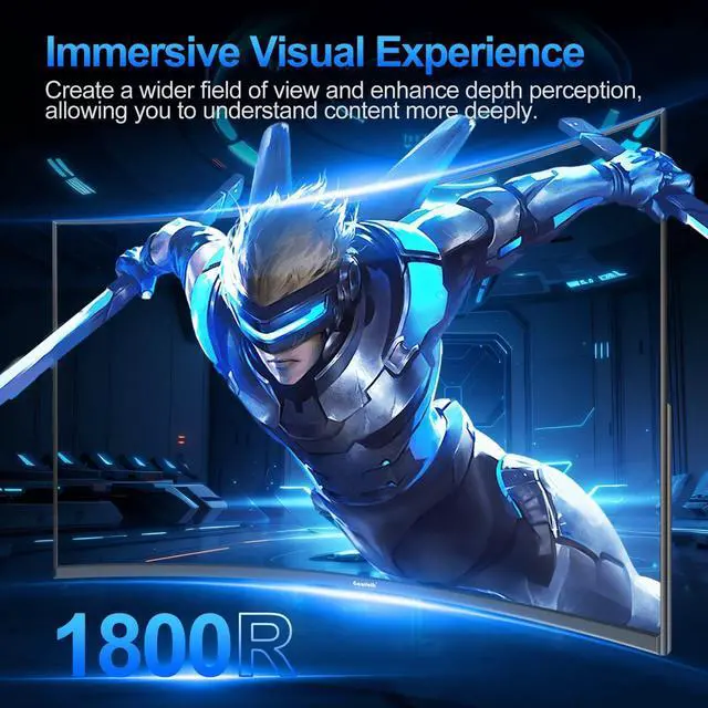 Alt view image 5 of 5 - Gawfolk 27 inch Curved Gaming Monitor,144Hz/180Hz PC Monitor Full HD 1080P, Frameless 1800R Computer Display with FreeSync & Eye-Care Technology, Wall Mountable, DP, HDMI Port (Black)