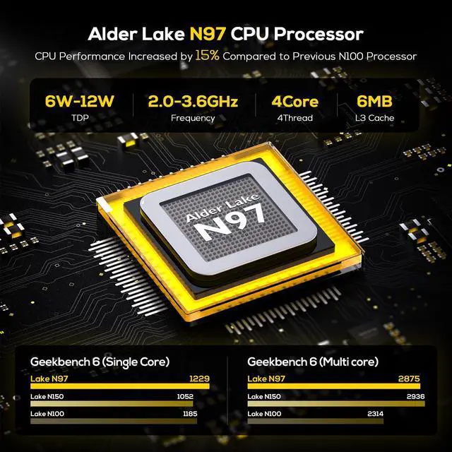 Alt view image 2 of 5 - PELADN WI6 Mini PC N97, 8GB DDR4 RAM 256GB SSD, Alder Lake N97 Desktop Mini Computers with Dual HDMI, Type-C, USB3.2, RJ45 LAN, WiFi5, BT4.2