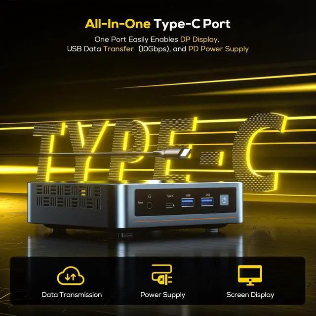 Alt view image 4 of 5 - PELADN WI6 Mini PC N97, 8GB DDR4 RAM 256GB SSD, Alder Lake N97 Desktop Mini Computers with Dual HDMI, Type-C, USB3.2, RJ45 LAN, WiFi5, BT4.2