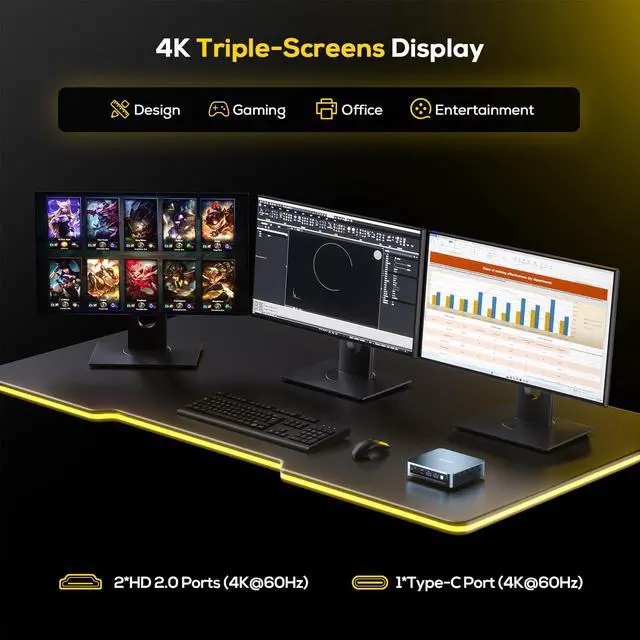 Alt view image 5 of 5 - PELADN WI6 Mini PC N97, 8GB DDR4 RAM 256GB SSD, Alder Lake N97 Desktop Mini Computers with Dual HDMI, Type-C, USB3.2, RJ45 LAN, WiFi5, BT4.2