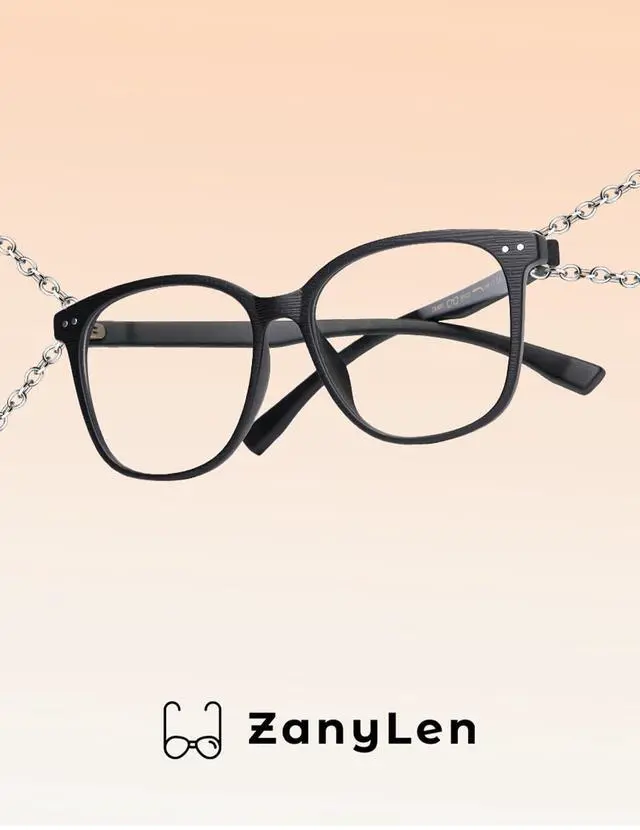 Alt view image 2 of 5 - ZanyLen Blue Light Blocking Glasses Oversized Women/Men Computer Gaming Glasses Square Lightweight TR90 Full Vintage Black Frame Anti Glare/UV400 Clear Lens...