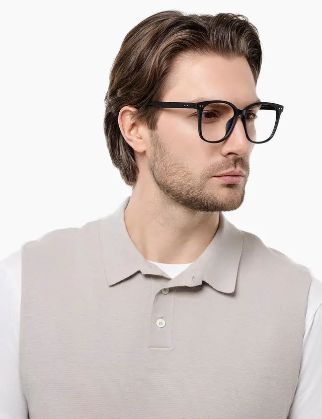 Alt view image 4 of 5 - ZanyLen Blue Light Blocking Glasses Oversized Women/Men Computer Gaming Glasses Square Lightweight TR90 Full Vintage Black Frame Anti Glare/UV400 Clear Lens...