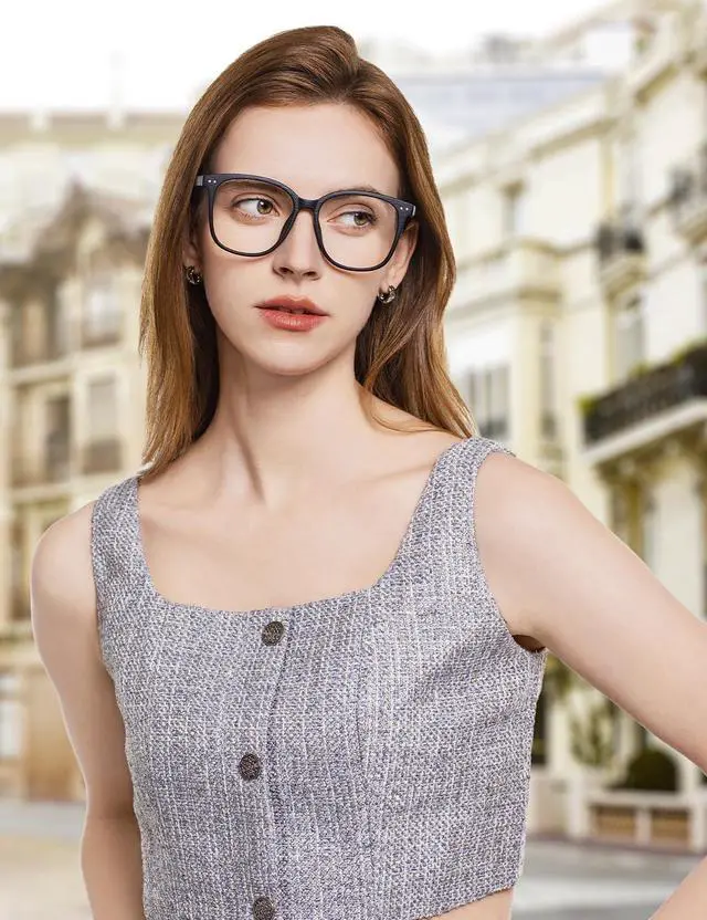 Alt view image 3 of 5 - ZanyLen Blue Light Blocking Glasses Oversized Women/Men Computer Gaming Glasses Square Lightweight TR90 Full Vintage Black Frame Anti Glare/UV400 Clear Lens...