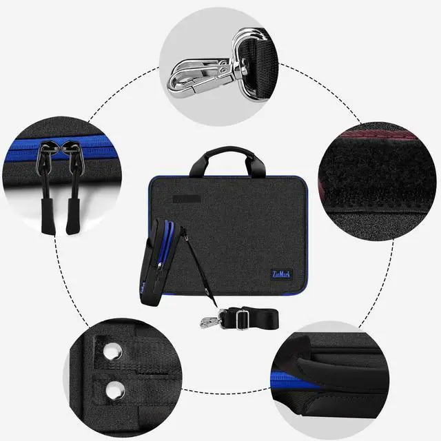 Alt view image 5 of 5 - Laptop Case 15.6 Inch Briefcase Military-Grade Protection with Detachable Belt Bag, Compatible All Model of 15-16 Inch MacBook Pro and Most Popular 15.6 Inch Notebooks Chromebooks (Black Blue)