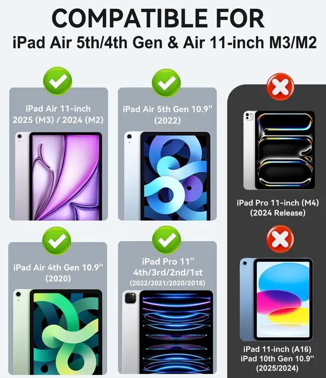 Alt view image 2 of 5 - ZoneFoker iPad Case for iPad Air 5th/4th Gen & iPad Pro 11 inch, Marble Pink Folio Cover with Pencil Holder, Multi-Angle Viewing Stand, Auto Wake/Sleep