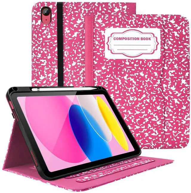 Main image of Zonefoker Case for iPad 11 inch (A16) 2025, for 10th Generation 10.9'' 2022, Leather iPad 11th/10 th Gen Protective Cover with Auto Sleep/Wake, Pencil Holder, Pocket Desige, Composition Book-Pink