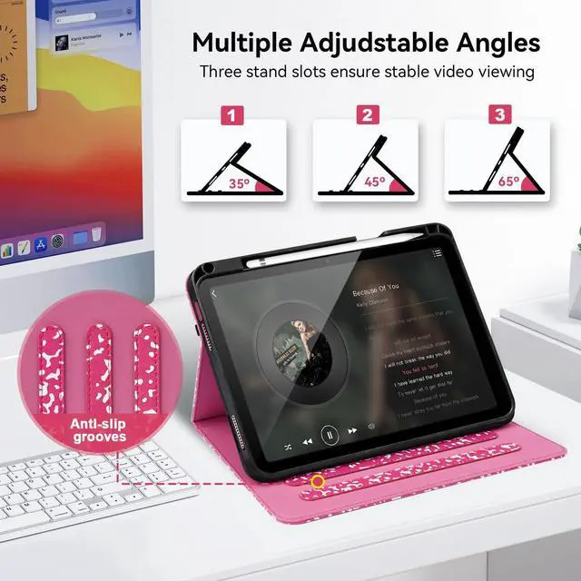 Alt view image 3 of 5 - Zonefoker Case for iPad 11 inch (A16) 2025, for 10th Generation 10.9'' 2022, Leather iPad 11th/10 th Gen Protective Cover with Auto Sleep/Wake, Pencil Holder, Pocket Desige, Composition Book-Pink