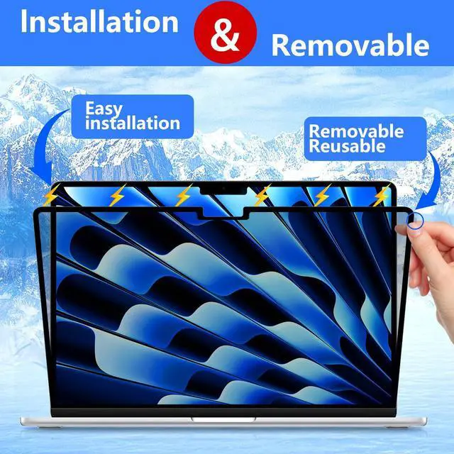 Alt view image 5 of 5 - ZOEGAA MacBook Air 15 inch Privacy Screen (2023-2025), Privacy Screen MacBook Air 15 inch for M2, M3, M4, Pro, Max Chip, Removable 15.3 inch Laptop Anti-Spy Filter Anti-Glare Blue Ray Reduction