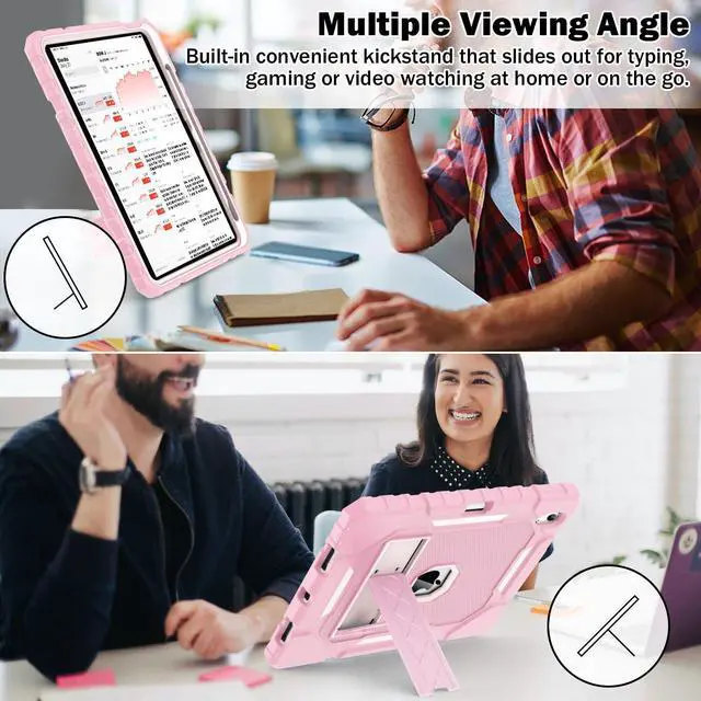 Alt view image 4 of 5 - ZoneFoker Case for iPad (A16) 11th/10th Generation 11/10.9 inch 2025/2022, Heavy Duty Military Grade Shockproof Rugged Cover with Pencil Holder/Stand for i Pad 11th / 10 th Gen (Light Pink)