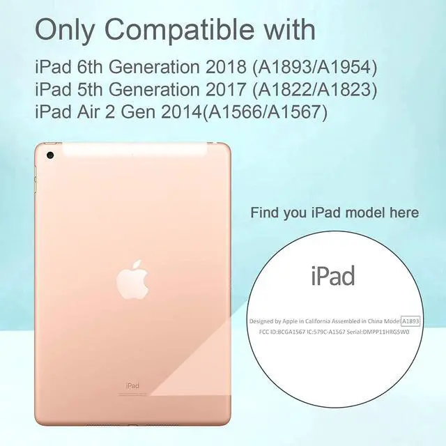 Alt view image 2 of 5 - ZoneFoker Case for iPad Air 2 Case, for iPad 6th/5th Generation 2018/2017, for Apple iPad 9.7 inch with Screen Protector/Stand,Clear Glitter Full-Body Coverage Slim Cover for Girls Women (Pink+Teal)