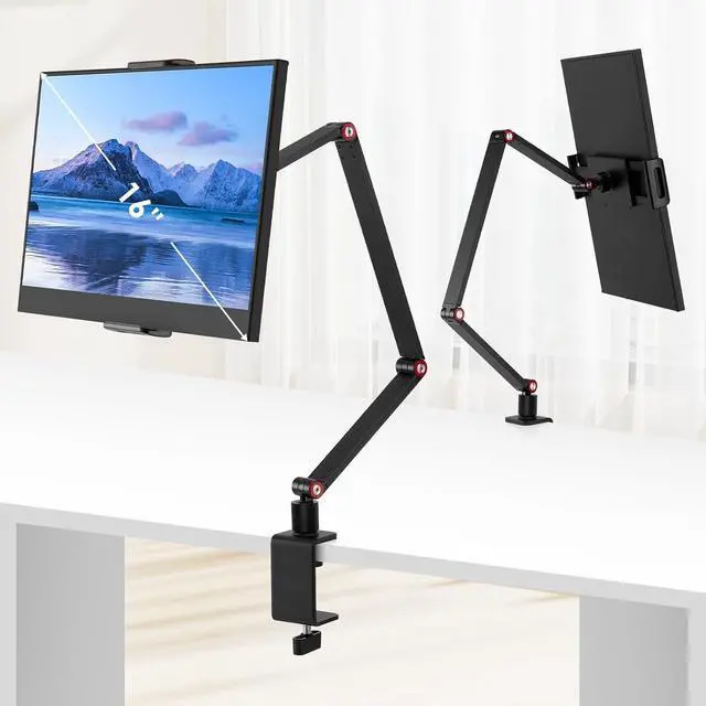 Alt view image 2 of 5 - UGIFT Tablet Stand Holder for ipad,Portable Monitor Stand Holder 12.9'',16'',Desk Mount with 360degRotate Base,Fits for 4.7-12.9" Phone,Kindle,Fire HD,Nintendo Switch Computer Smartphone